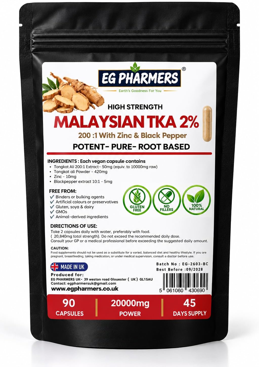 High Strength Malaysian Tongkat Ali Root 20000mg